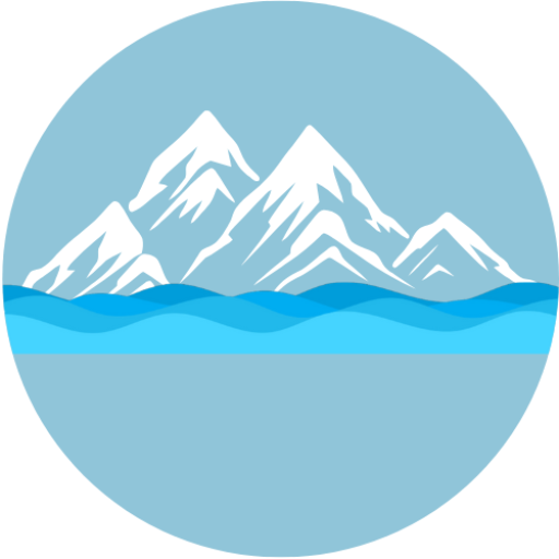 Icon with mountains and ocean