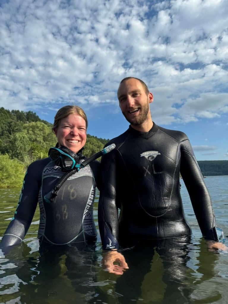 Jake and Emmali in wet suit 